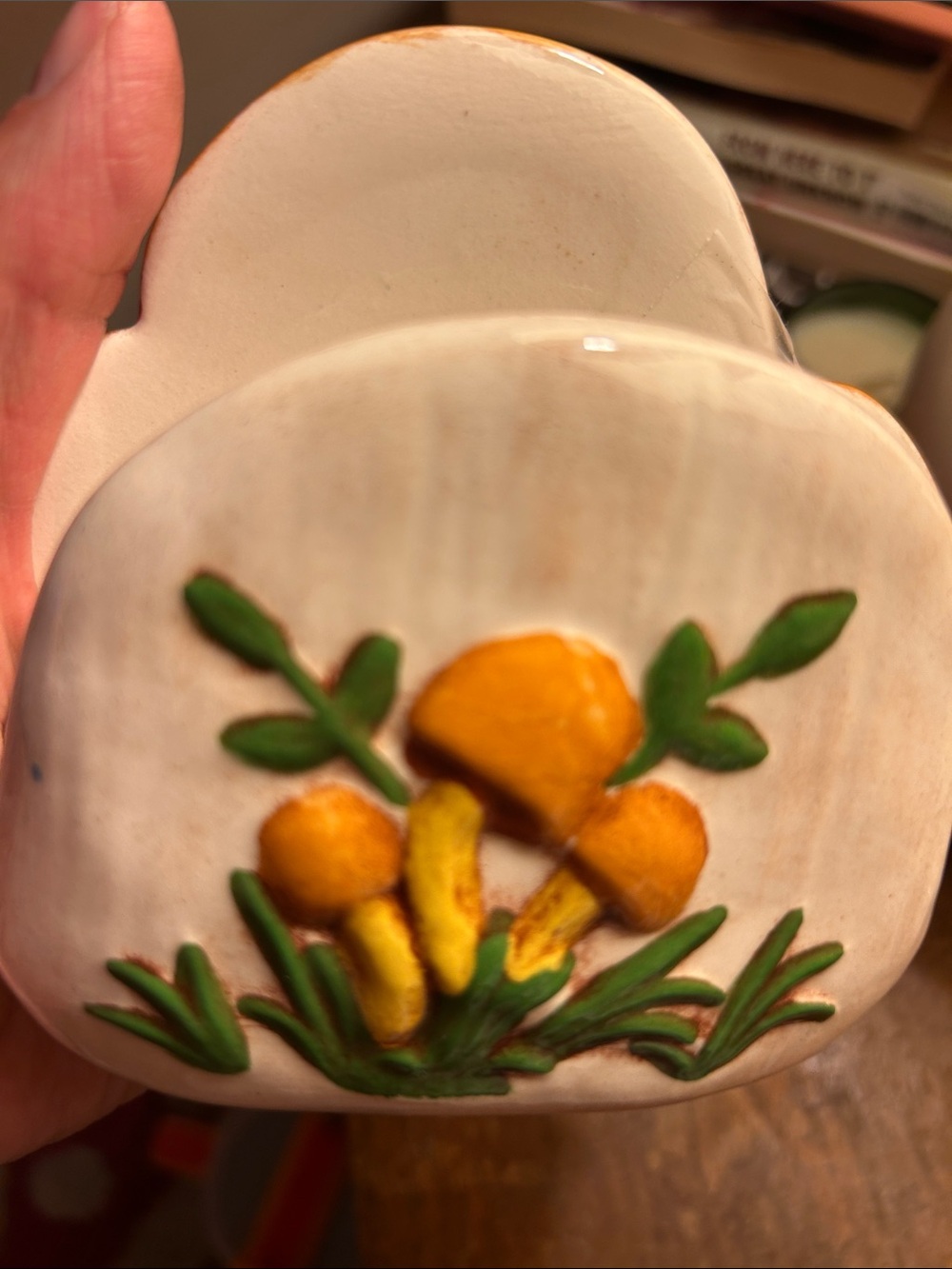 vintage Orange Ceramic Mushroom napkin holder Home Art Accent🍄 unbranded - Picture 3 of 4